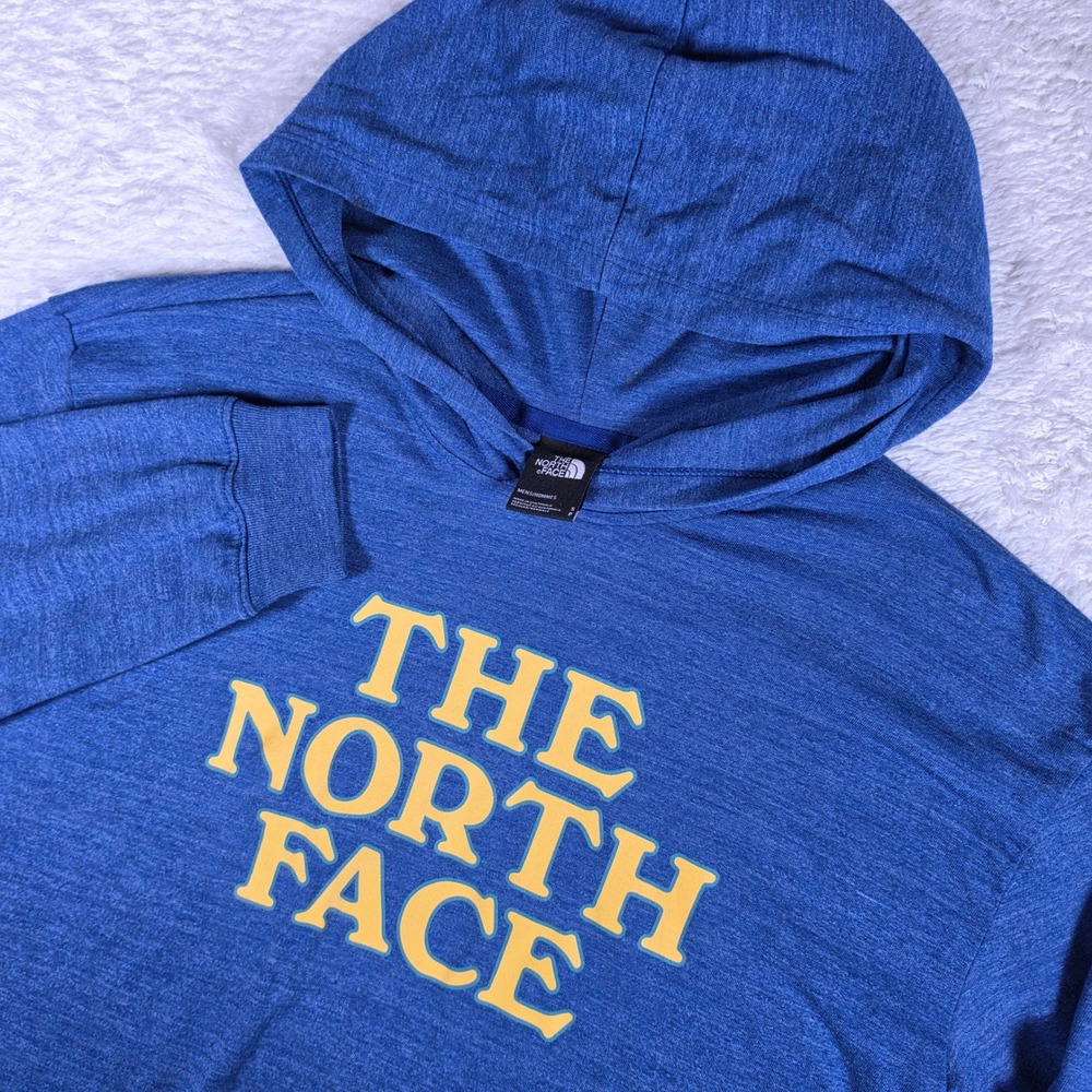 The North Face A5A41 Mens S Blue L/S Graphic Logo Tri-Blend Hoodie